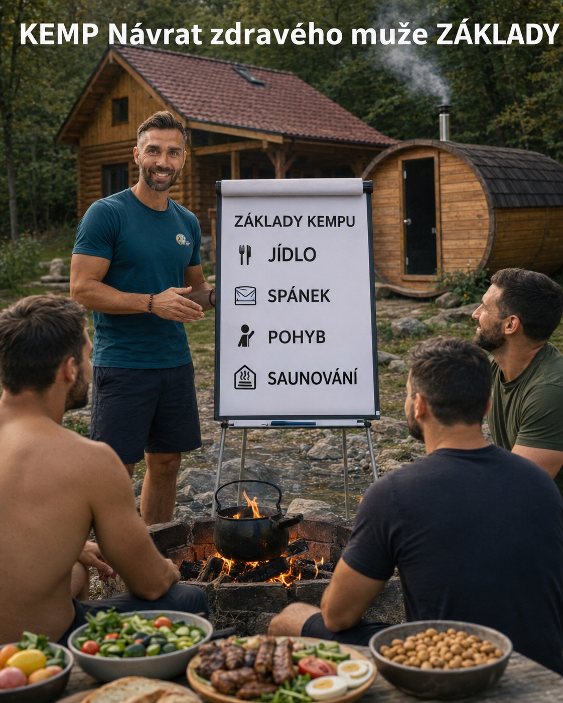 Kemp Návrat zdravého muže Základy – jídlo, spánek, pohyb, saunování